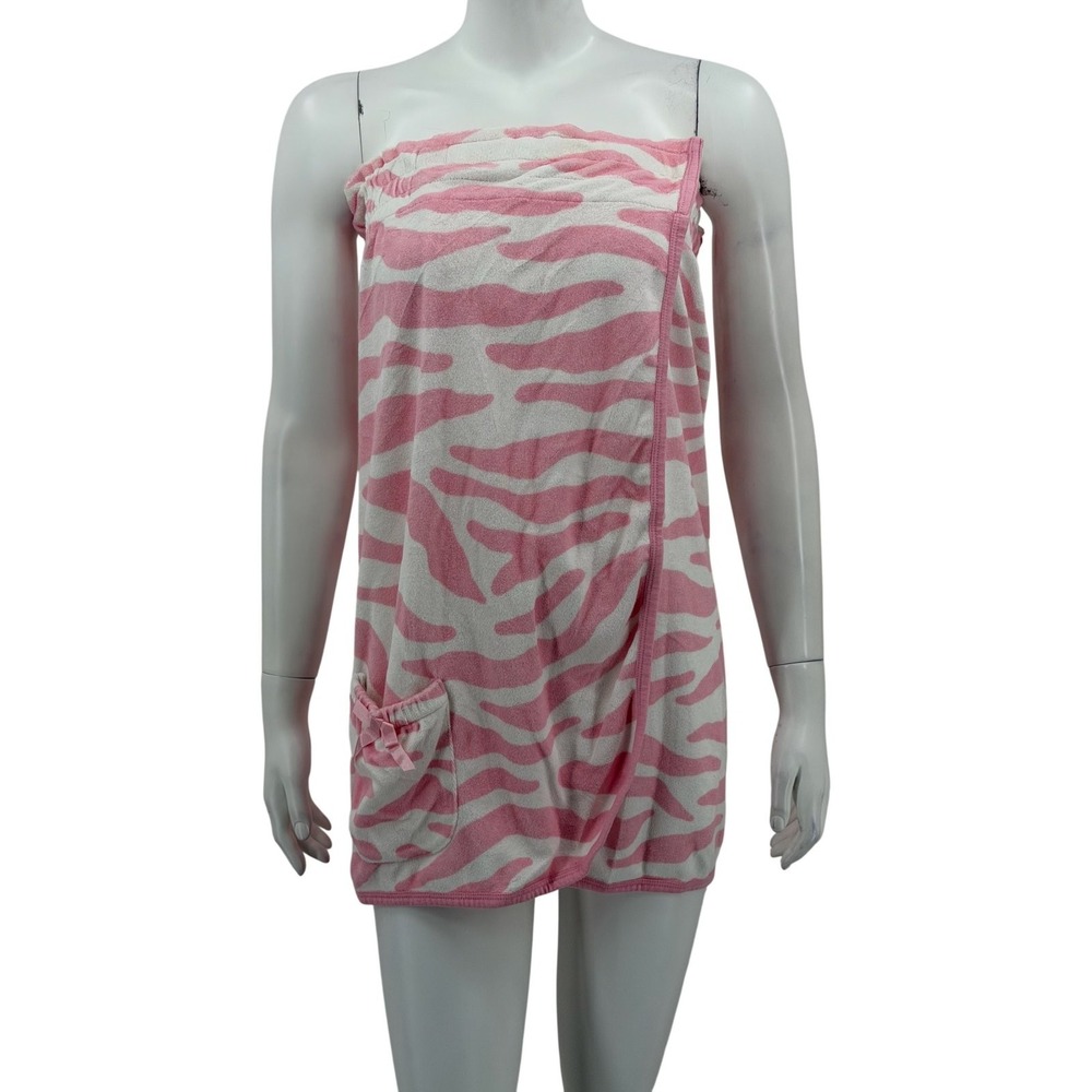 Jenni by Jennifer Moore Cover Up Women Small Pink Zebra Terry Cloth Summer Beach